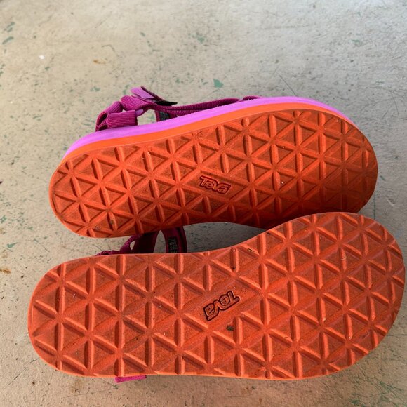 Teva Women's Flatform Universal Platform Pink Orange Sandal - Picture 6 of 8